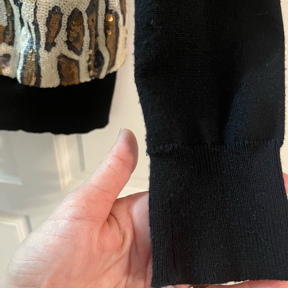 Cache front zip sequin leopard print sweater - Picture 4 of 7